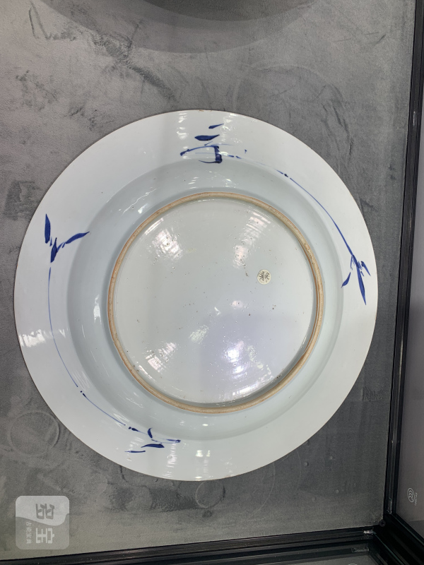 清雍正青花麻姑献寿纹折沿大盘 - 图6